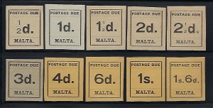 MALTA SCOTT #J1-J10 1925 POSTAGE DUES  - MINT HINGED