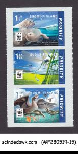 FINLAND - 2016 ENDANGERED SPECIES / ANIMALS BIRDS - 3V STRIP MNH SELF-ADHESIVE