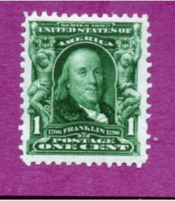 U.S.#300 B. Franklin 1c Mint No Gum, No Hinge. See description.