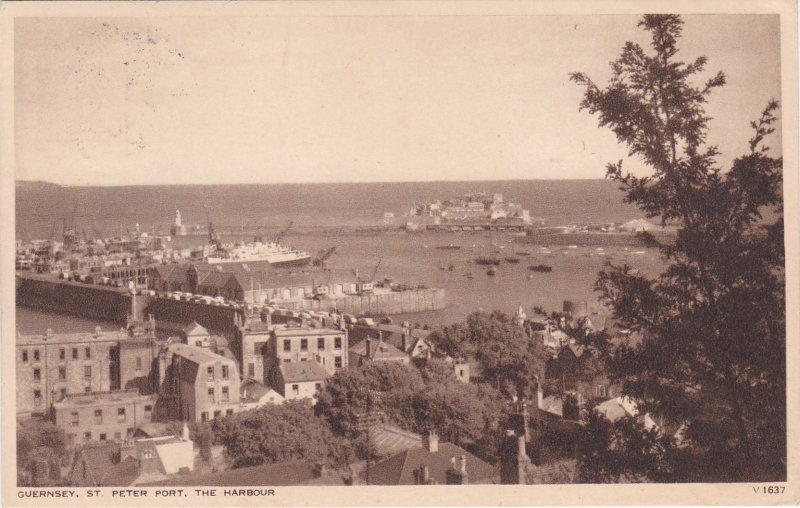 Herm Island, 2 Coat of Arms Stamps on a Guernsey Picture Post Card