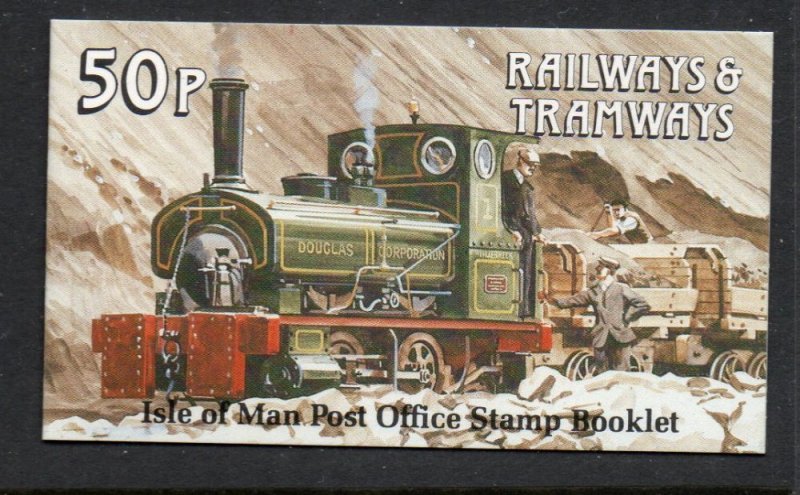 Isle of Man Sc 355 b pane in complete 50p train stamp booklet mint NH