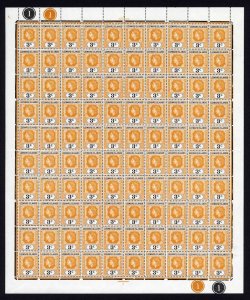 Leeward Is SG129/a 3c Sheet of 100 inc Loop Flaw U/M Cat 272.50