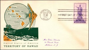 Scott 799 - 3 Cents Hawaii Linprint FDC Typed Address Planty 799-27