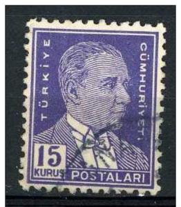 Turkey 1950 - Scott 1027 used - 15k, Ataturk type of 1931 