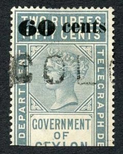 Ceylon Telegraph SGT78 60c on 2r50c Type 73 only 6000 printed