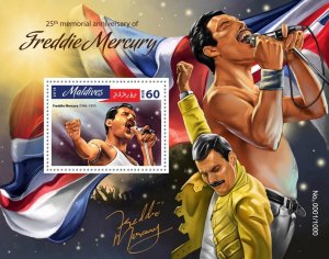 MALDIVES - 2016 - Freddie Mercury - Perf Souv Sheet - Mint Never Hinged