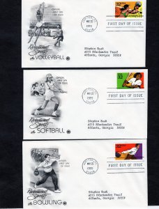 2961-2965 Recreational Sports, FDC set/5 ArtCraft/PCS addressed