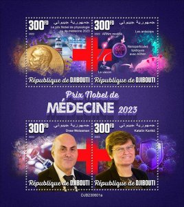 DJIBUTI - 2023 - Nobel Medicine Prize 2023 - Perf 4v Sheet - Mint Never Hinged