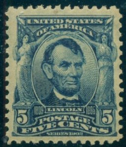 US #304 5¢ Lincoln, og, NH, XF