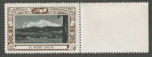 Mount Shasta, California Centennial, 1948 Poster Stamp, Full Gum, N.H.