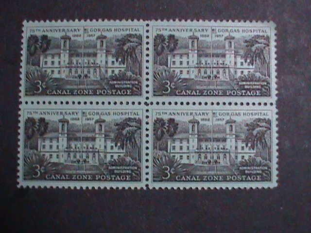 CANAL ZONE STAMP-1957 SC#148-75TH ANNIV: OF GORGAS HOSPITAL MNH BLOCK OF 4