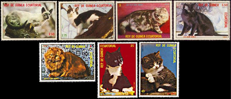 Equatorial Guinea Michel 1394-1400, MNH, Domestic Cats