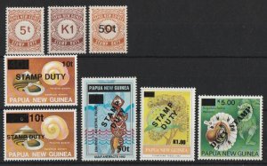 PAPUA NEW GUINEA 1975-95 Stamp Duty selection. Bft cat £123. (8)