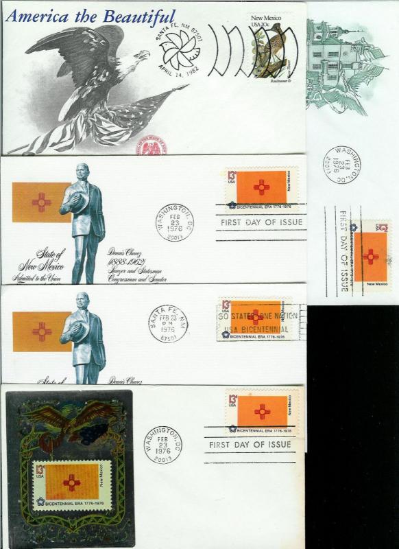 New Mexico Statehood Collection 14 Diff Flag FDCs Including Better Cachets! 1976