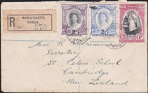 TONGA 1944 commercial registered cover Nuku'alofa to New Zealand...........B2488