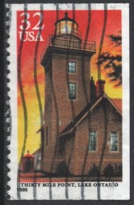 SC#2973 32¢ Great Lakes Lighthouses: Thirty Mile Point, Lake Ontario (1995) Used