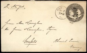 USA 10c Columbian Germany Transatlantic SS New York Ship Cover Postal Sta G81406