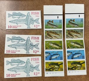 BK154 Fish  #2209a Booklet of 10  22 c  FV $22  1986 lot of 10 books  100 stamps