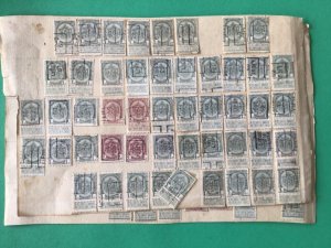 Belgium pre cancel stamps on 2 old album part pages Ref A8444