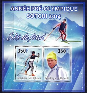 Djibouti 2013 Olympics Games Sochi 2014 (IV) Cross-country Skiing Sheet MNH