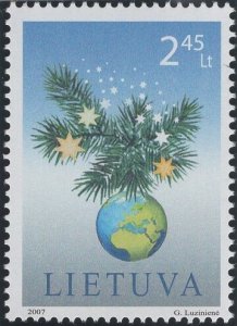 Lithuania 2007 MNH Sc 851 2.45 l Stars, globe Christmas