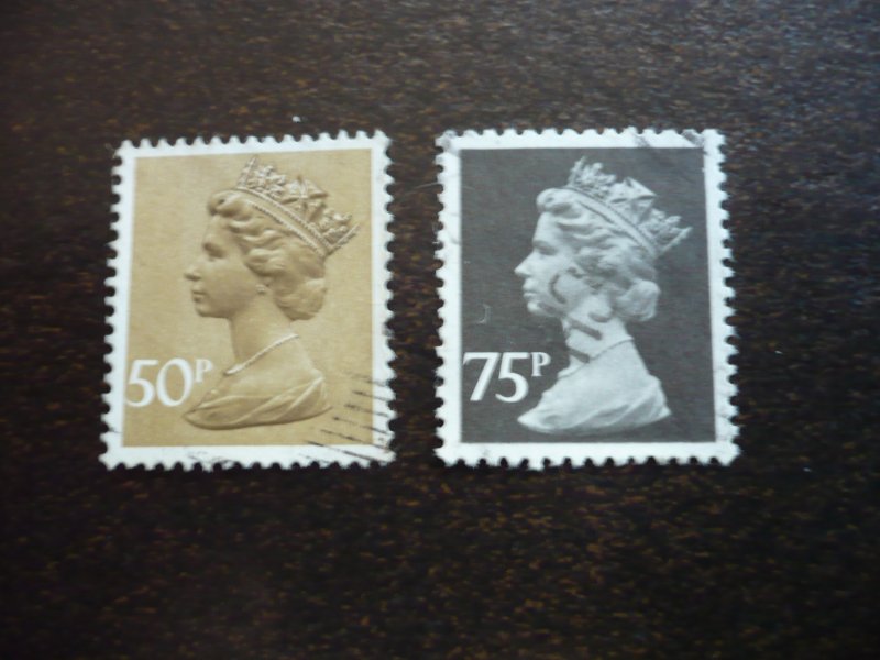 Stamps - Great Britain - Scott# MH159,MH161 - Used Part Set of 2 Stamps