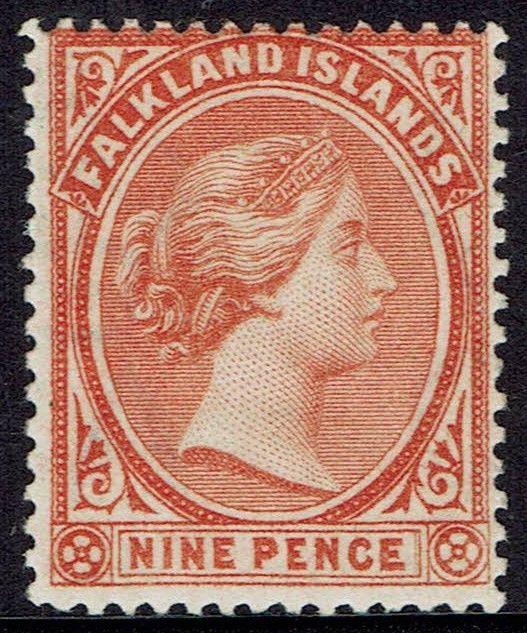 FALKLAND ISLANDS 1891 QV 9D 
