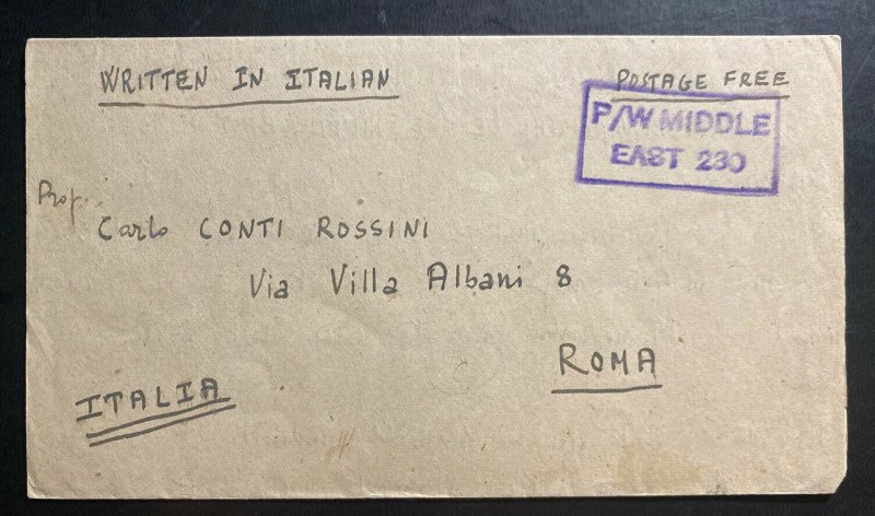 1945 Egypt Prisoner Of War MEF POW Camp 309 Letter Sheet Cover To Rome Italy