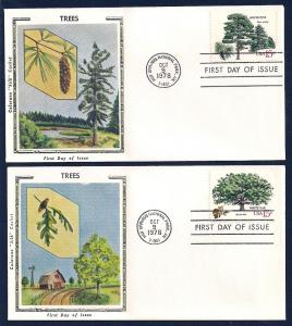 UNITED STATES FDCs (4) 15¢ Trees 1978 Colorano