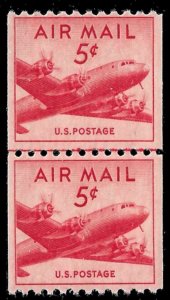 Scott C37   5¢ Twin Engine Transport Joint Line Pair (1964), MNH