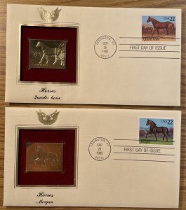 US #2155-2158 FDC 22c Horses -Appaloosa, Saddlebred, Quarter, Morgan 1985 [C244]