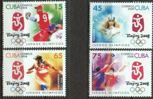 CUBA Sc# 4796-4799 BEJING SUMMER OLYMPIC GAMES CPL SET 2008 MNH