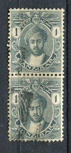 ZANZIBAR; 1921 early Sultan issue fine used 1c. Pair