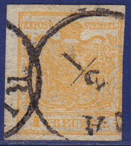 Austria - 1850 - Scott #1 - used - Coat of Arms