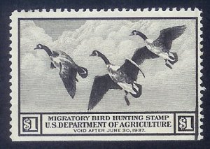 US #RW3 $1 (1936) $1 - CANADA GEESE, BLACK, MogNH