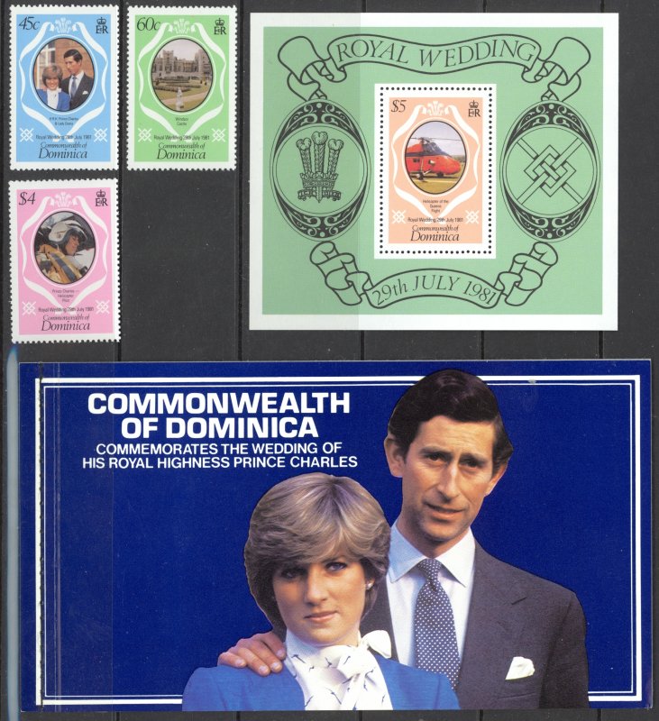 Dominica Sc# 701-705 MNH 1981 Royal Wedding (Stamps,Souvenir Sheet,Booklet)