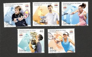 SERBIA-MNH SET-Olympic Tennis TEAM- Djokovic -Ana Ivanovic-Jelena Jankovic-2008.