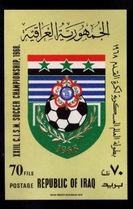 IRAQ Scott 476a MNH**  Soccer Championship souvenir sheet