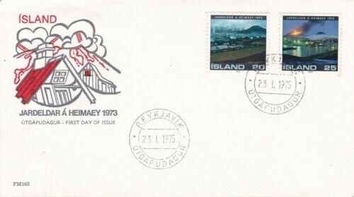 Iceland 1975 Volcanic Eruption FDC Reykjavik cancel unaddressed VGC