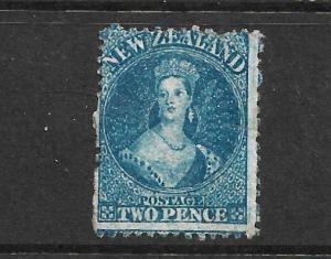 NEW ZEALAND 1864-67 2d  BLUE FFQ  MH  P12 1/2 RETOUCH  CP A2NV SG 115a CHALON