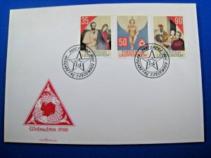 LIECHTENSTEIN 1988  -  SCOTT #895-897  FDC  -  CHRISTMAS 1988    (GGL8)