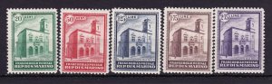 San Marino Scott 134-8,1932 General Post Office, VF MVLH.  Scott $435