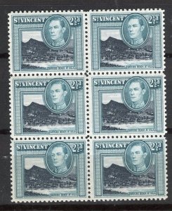 ST.KITTS & NEVIS; 1938 early GVI issue fine Mint 2.5d BLOCK of 6