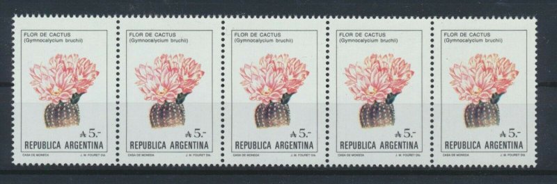 [I434] Argentina 1987 flowers good strip of 5 stamps very fine MNH