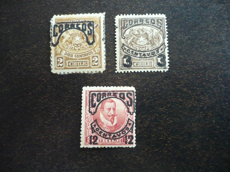 Stamps - Chile - Scott# 59,64,67 - Mint Hinged Part Set of 3 Stamps