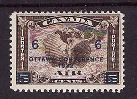Canada-Sc#C4-unused NH 6c on 5c olive brown air mail-Maps-id119-1932-