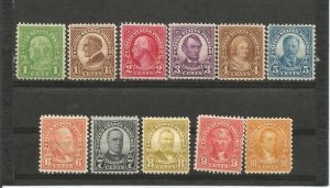 Scott #632-642 MH Regular Issues