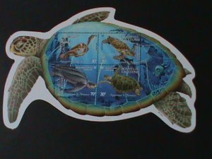 NEW CALEDONIA-2002-SC# 99a-BEAUTIFUL-LOVELY TURTLE SHAPE CUT  MNH S/S-VF
