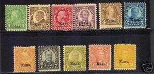 USA #658 - #668 Mint Kans Overprint Complete Set