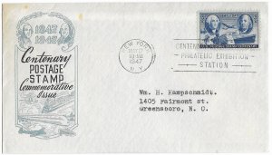 #947 FDC, 3c Stamp Centenary, Ioor cachet - single/block of 4